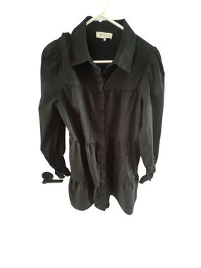 Wayf Long Sleeve Tiered Mini Shirt Dress